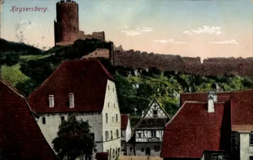 Ak Kaysersberg Kaysersberg Elsass Haut Rhin, Burg, Ortspartie, Fachwerkhaus