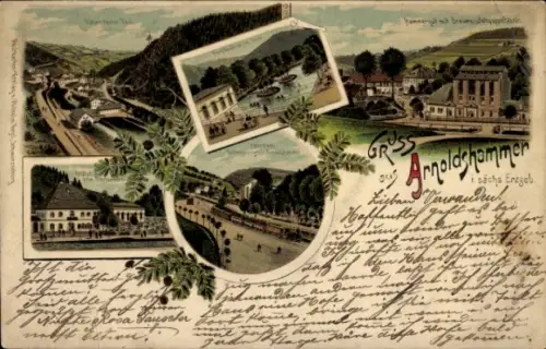 Litho Arnoldshammer Rittersgrün Breitenbrunn im Erzgebirge, Teilansichten, Hammergut