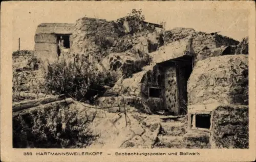 Ak Hartmannsweiler Elsass Haut Rhin, Hartmannsweilerkopf, Beobachtungsposten und Bollwerk
