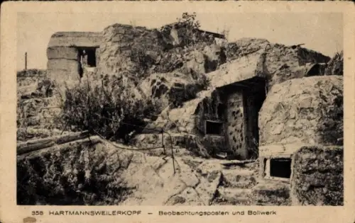 Ak Hartmannsweiler Elsass Haut Rhin, Hartmannsweilerkopf, Vieil Armand, Beobachtungsposten, Bollwerk