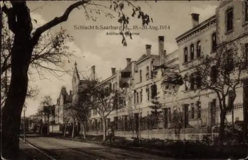 Ak Sarrebourg Saarburg Moselle, Schlacht bei Saarburg, 1914, Artillerie Kaserne