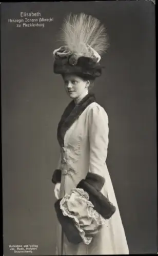 Ak Elisabeth zu Stolberg Roßla, Herzogin Johann Albrecht zu Mecklenburg, Portrait