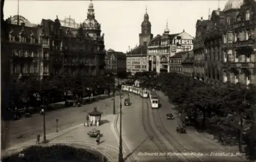 Ak Frankfurt am Main, Roßmarkt, Katharinen-Kirche, Straßenbahn, Persil