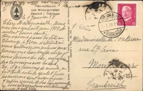 Ak Oberhof im Thüringer Wald, Zellaerstraße im Winter, Schlitten