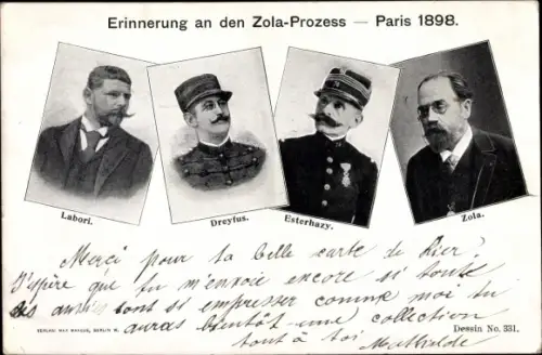 Ak Zola Prozess 1898, Labori, Dreyfus, Esterhazy, Schriftsteller Emile Zola