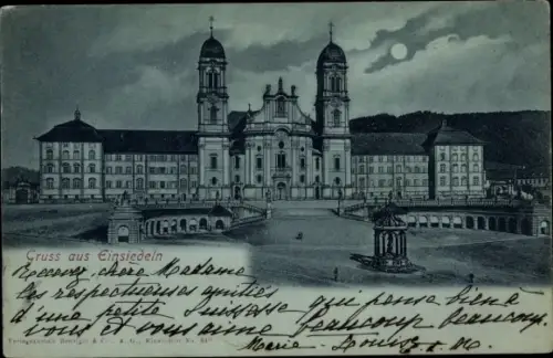 Mondschein Ak Einsiedeln Kanton Schwyz Schweiz, Kloster