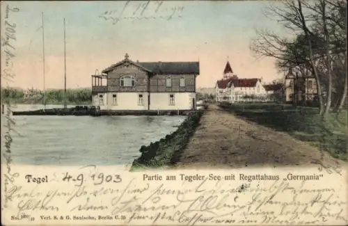 Ak Berlin Reinickendorf Tegel, Tegeler See, Regattahaus Germania