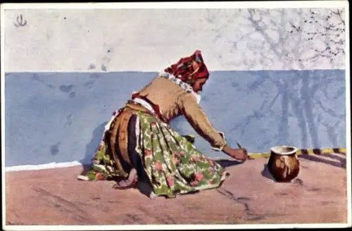 Künstler Ak Uprka, Joza, Obrovnavacka, Frau in tschechischer Tracht