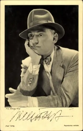 Ak Schauspieler Willi Forst, Portrait, Ross Verlag, Autogramm