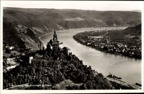 Ak Braubach am Rhein, Marksburg, Rhein, Landschaft, Fluss, Burg