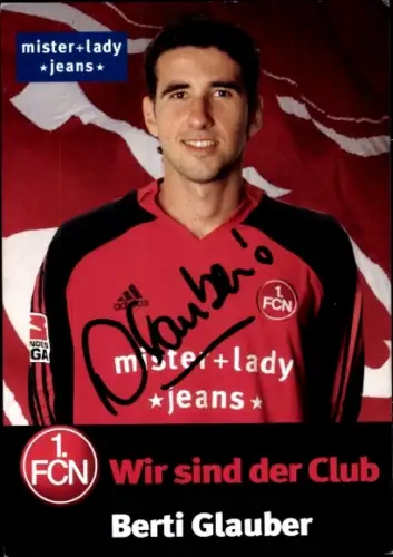 Autogrammkarte Fußballer Berti Glauber, 1. FC Nürnberg,  Autogramm