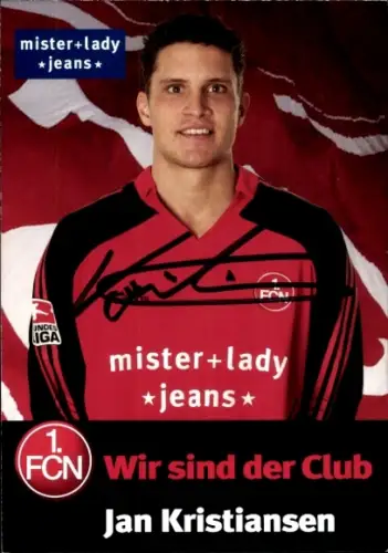 Autogrammkarte Fußballer Jan Kristiansen, 1. FC Nürnberg,  Autogramm