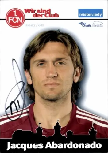 Autogrammkarte Fußballer Jacques Abardonado, 1. FC Nürnberg, Autogramm