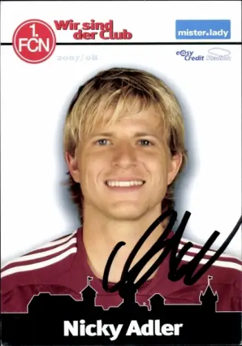 Autogrammkarte Fußballer Nicky Adler, 1. FC Nürnberg,  Autogramm