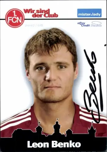 Autogrammkarte Fußballer Leon Lenko, 1. FC Nürnberg, Autogramm