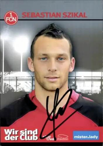 Autogrammkarte Fußballer Sebastian Szikal, 1. FC Nürnberg,  Autogramm