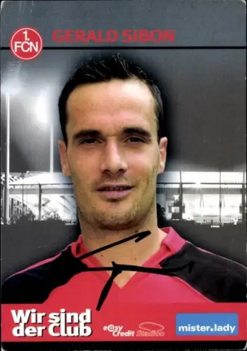 Autogrammkarte Fußballer Gerald Sibon, 1. FC Nürnberg,  Autogramm