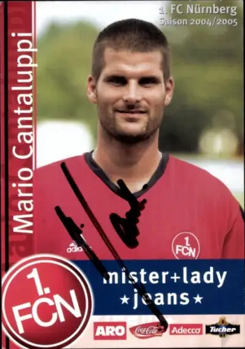 Autogrammkarte Fußballer Mario Cantaluppi, 1. FC Nürnberg,  Autogramm