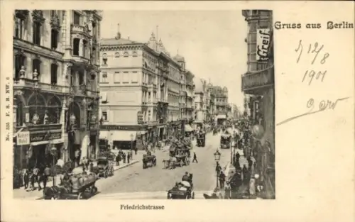 Ak Berlin Mitte, Friedrichstraße, Geschäfte, Kutsche