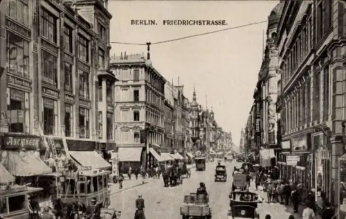Ak Berlin Mitte, Friedrichstraße, Geschäfte, Passanten