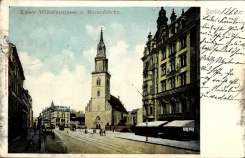 Ak Berlin Mitte, Kaiser Wilhelm Straße, Marienkirche, Restaurant