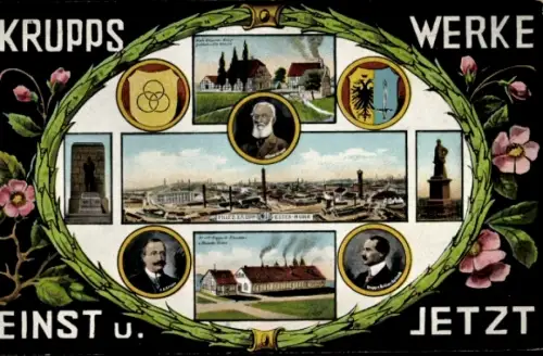 Ak Essen im Ruhrgebiet, Friedrich Krupp Werke, Alfred Krupp, Krupp v. Bohlen Halbach, Denkmal