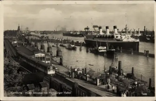 Ak Hamburger Hafen, Turbinen Schnelldampfer Cap Arcona, HSDG