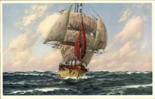 Ak Segelschiff in stürmischer See, Panorama