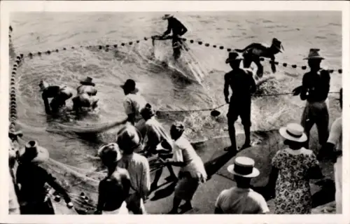 Ak Bellefontaine Martinique, Coup de Seine, Fangnetz, Fischer