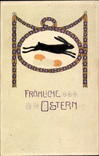 Passepartout Ak Glückwunsch Ostern, Ostereier, Hase