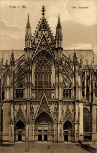 Ak Köln am Rhein, Kölner Dom, Südportal,  , schwarz-weiß