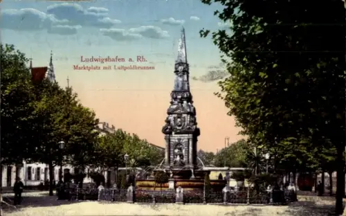 Ak Ludwigshafen am Rhein, Luitpoldbrunnen, Marktplatz, Ludwigshafen a. Rh.
