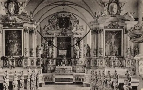 Ak Höxter in Nordrhein Westfalen, Corvey, Inneres der Kirche, Statuen, Gemälde, religiöse Motive