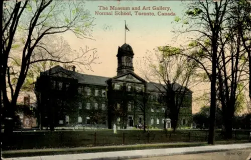 Ak Toronto Ontario Kanada, Museum und Kunstgalerie, Normal School,  Bäume, Park