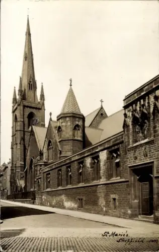 Ak Sheffield Yorkshire England, St. Marie's,  Kirche, s Gebäude