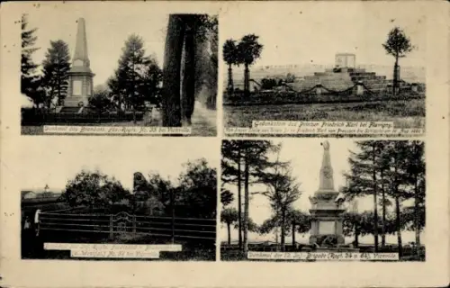 Ak Gravelotte Lothringen Moselle, Regimentsdenkmäler auf dem Schlachtfeld, Kriegsmuseum Gravelotte