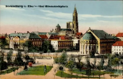 Ak Strasbourg Straßburg Elsass Bas Rhin, Bismarckplatz