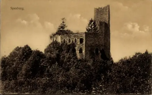 Ak Andlau Elsass Bas Rhin, Burgruine Spesburg, Ruine  bewaldete Umgebung,  Architektur