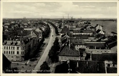 Ak Sowjetsk Tilsit Ostpreußen, Teilansicht von  Deutsche Straße, Stadtansicht, keine Personen, ke