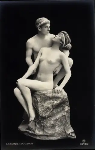 Ak Lebender Marmor, Frau und Mann im Nacktanzug, RPH 5945 2