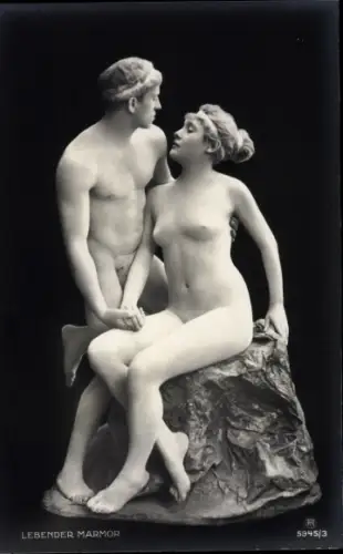 Ak Lebender Marmor, Frau und Mann im Nacktanzug, RPH 5945 3