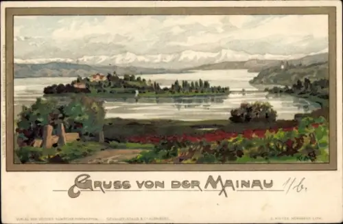 Künstler Ak Insel Mainau im Bodensee, Gesamtansicht