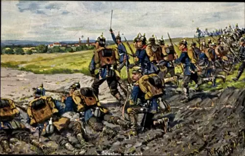 Künstler Ak Knötel, R., Infanterie im Gefecht, Deutscher Kriegerbund