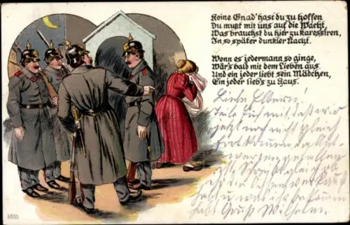 Litho Soldaten beim Abschied, Gedicht