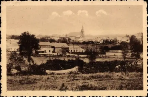 Ak Sivry Courtry Seine et Marne, Panorama, Kirche, Häuser, Bäume, Landschaft