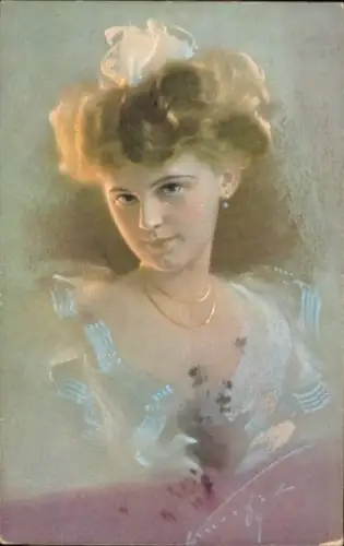 Künstler Ak Junge Frau, Portrait
