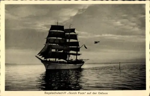 Ak Segelschulschiff Gorch Fock auf der Ostsee, Segelschiff