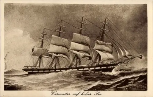 Künstler Ak Viermaster auf hoher See, Segelschiff