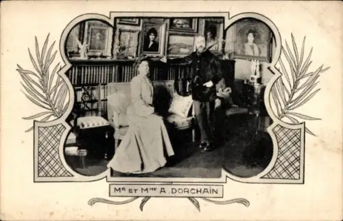 Passepartout Ak Auguste Dorchain, Schriftsteller mit Ehefrau, Les Annales Politiques et Litteraires