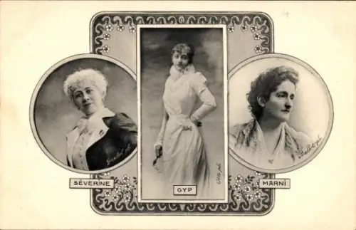 Passepartout Ak Schriftstellerinnen Severine, Gyp, Marni, Les Annales Politiques et Literaires